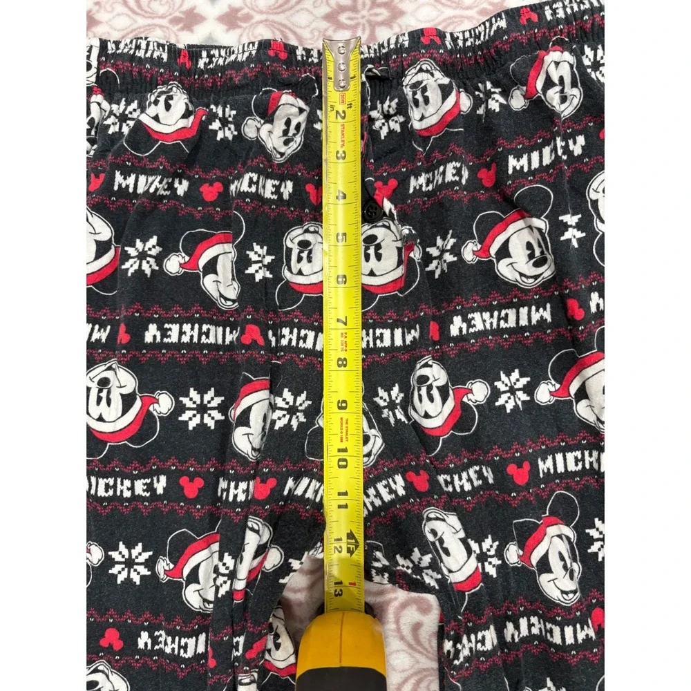 Disney Mickey Mouse Christmas Pajama Pants Large Black Holiday Fair Isle Cotton - Picture 4 of 9